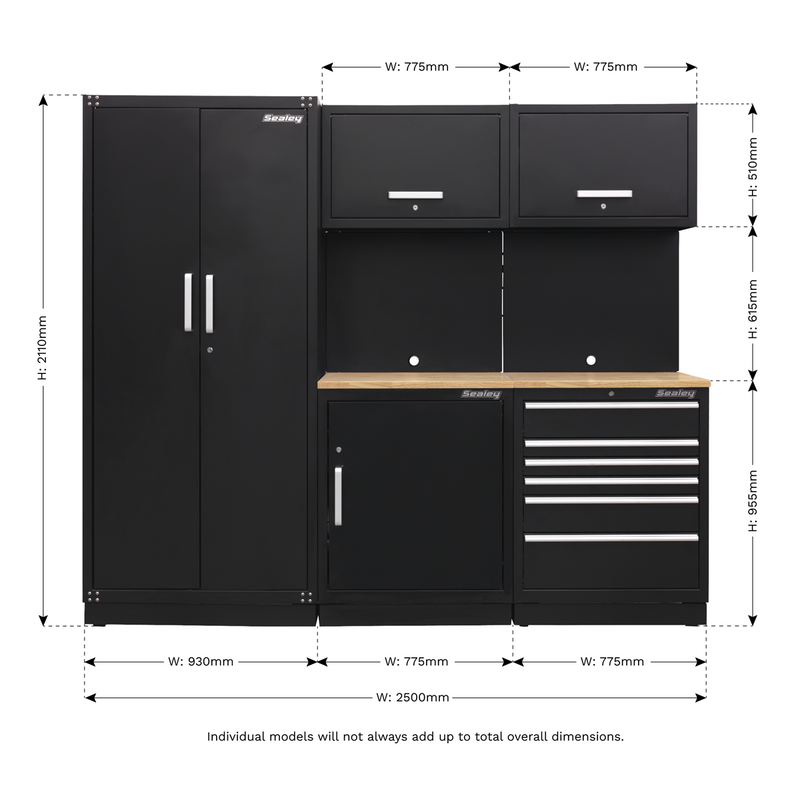 Sealey APMSCOMBO1W Premier 2.5m Storage System - Oak Worktop