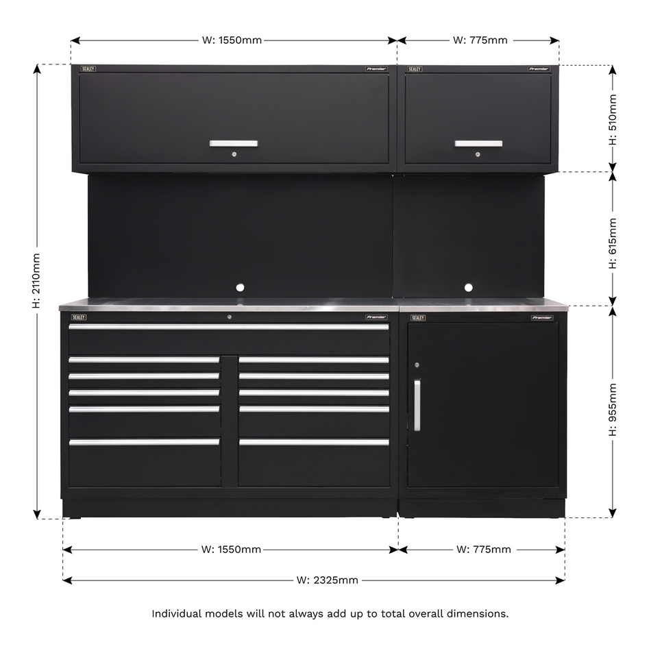 Sealey APMSCOMBO4SS Premier 2.3m Storage System - Stainless Worktop