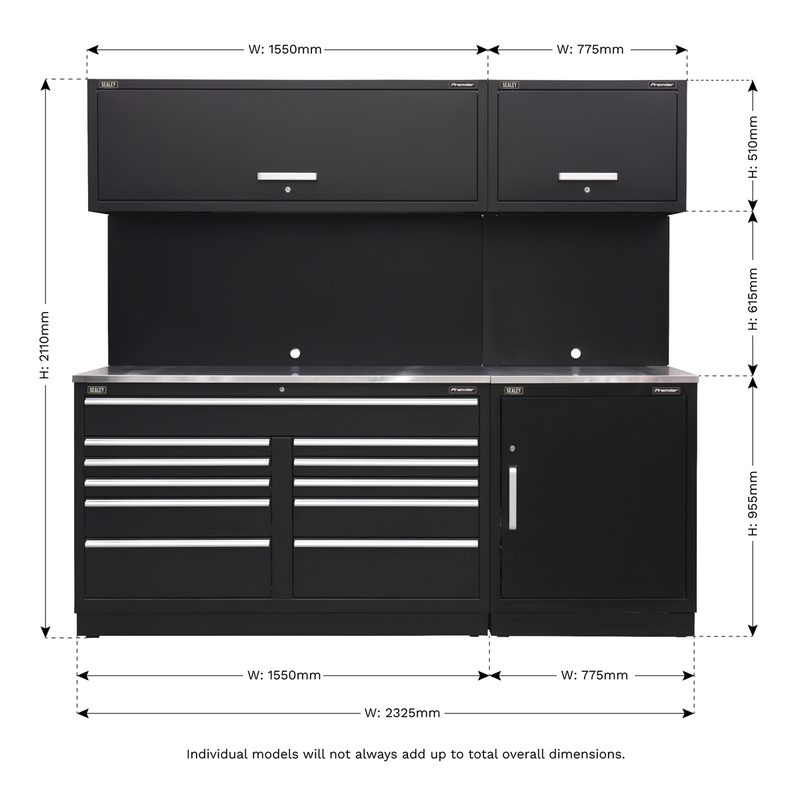 Sealey APMSCOMBO4SS Premier 2.3m Storage System - Stainless Worktop
