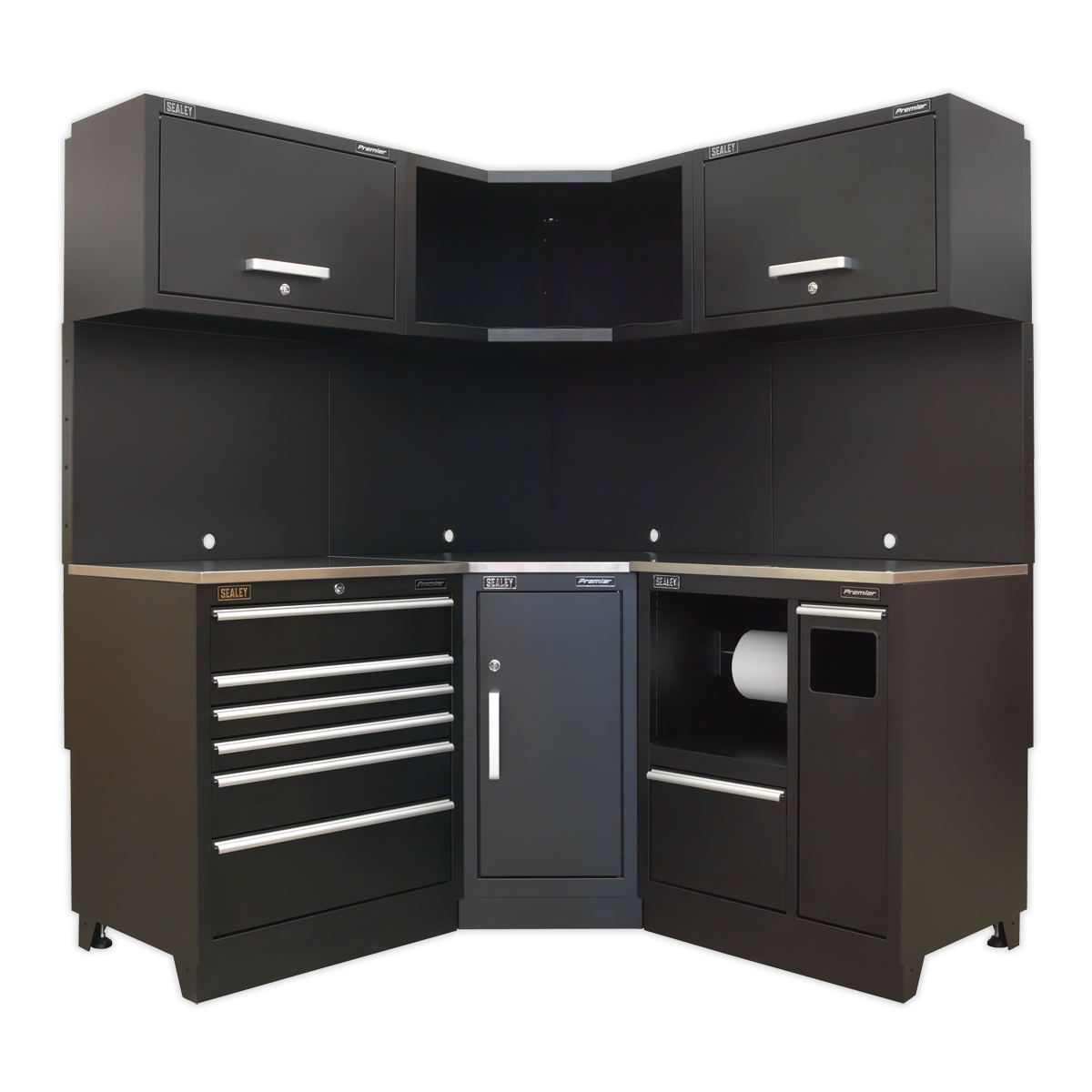 Sealey APMSCOMBO6SS Premier 1.7m Corner Storage System - Stainless Worktop