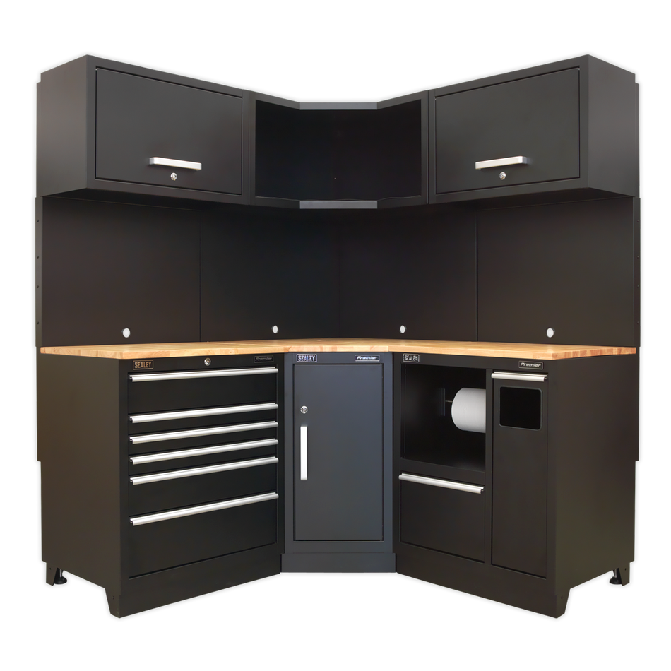Sealey APMSCOMBO6W Premier 1.7m Corner Storage System - Oak Worktop