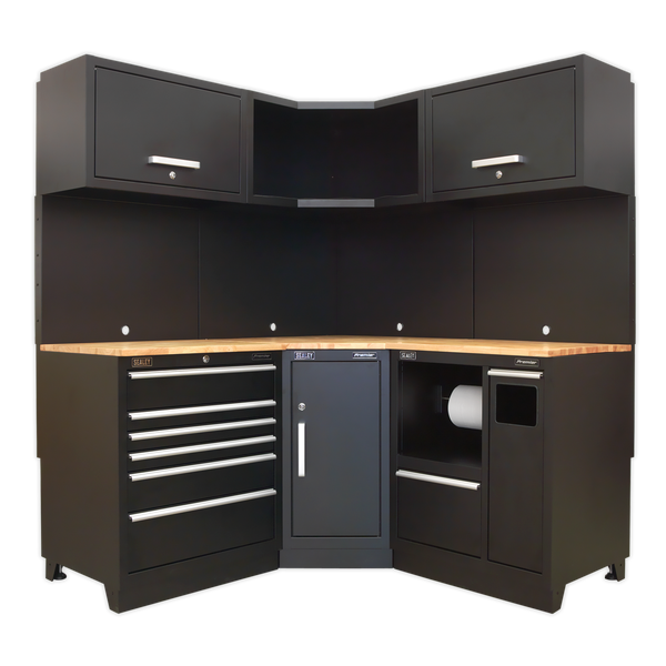 Sealey APMSCOMBO6W Premier 1.7m Corner Storage System - Oak Worktop
