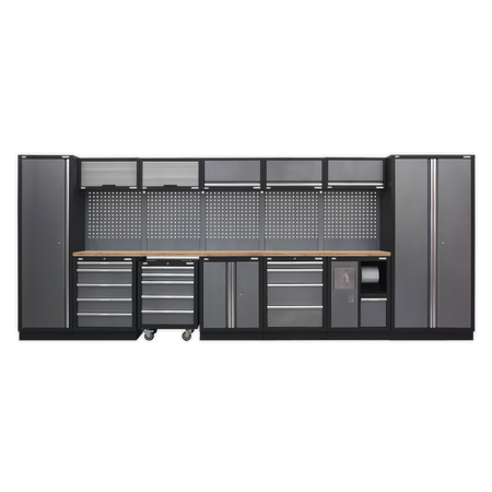 Sealey APMSSTACK01W Superline Pro 4.9m Storage System - Wood Worktop