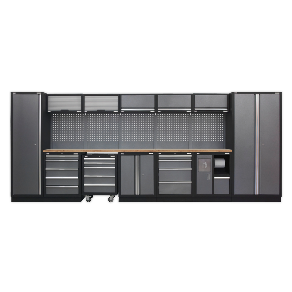Sealey APMSSTACK01W Superline Pro 4.9m Storage System - Wood Worktop