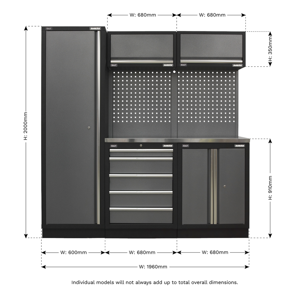 Sealey APMSSTACK02SS Superline Pro 2.0m Storage System - Stainless Worktop