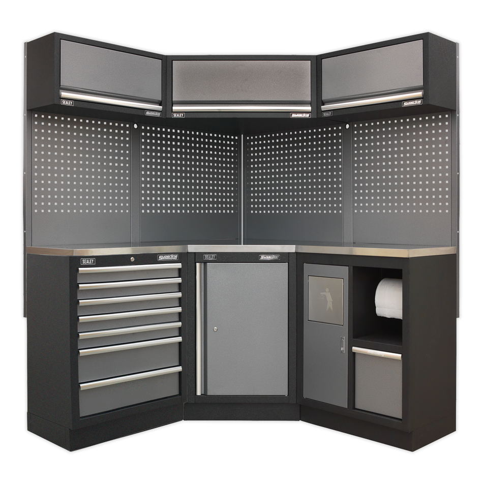 Sealey APMSSTACK08SS Superline Pro 1.6m Corner Storage System - Stainless Worktop