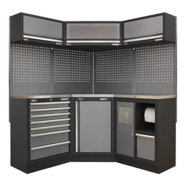 Sealey APMSSTACK08SS Superline Pro 1.6m Corner Storage System - Stainless Worktop