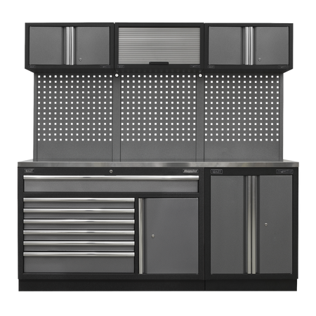 Sealey APMSSTACK11SS Superline Pro 2.04m Storage System - Stainless Steel Worktop