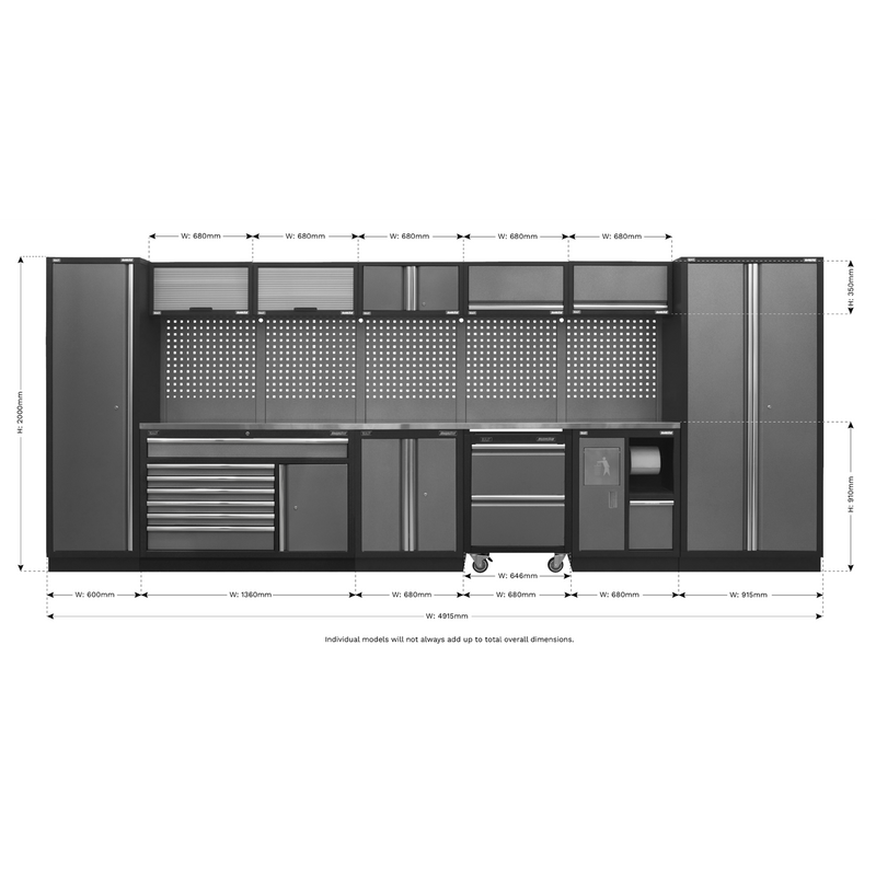 Sealey APMSSTACK15SS Modular Storage System Combo - Stainless Steel Worktop