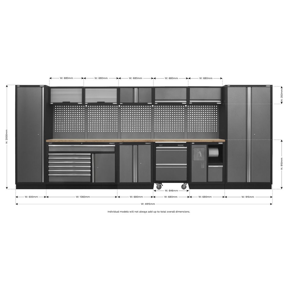 Sealey APMSSTACK15W Modular Storage System Combo - Pressed Wood Worktop