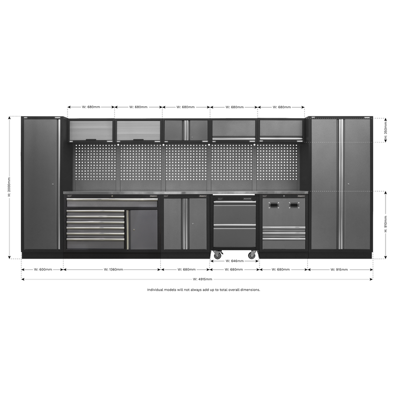 Sealey APMSSTACK16SS Modular Storage System Combo - Stainless Steel Worktop