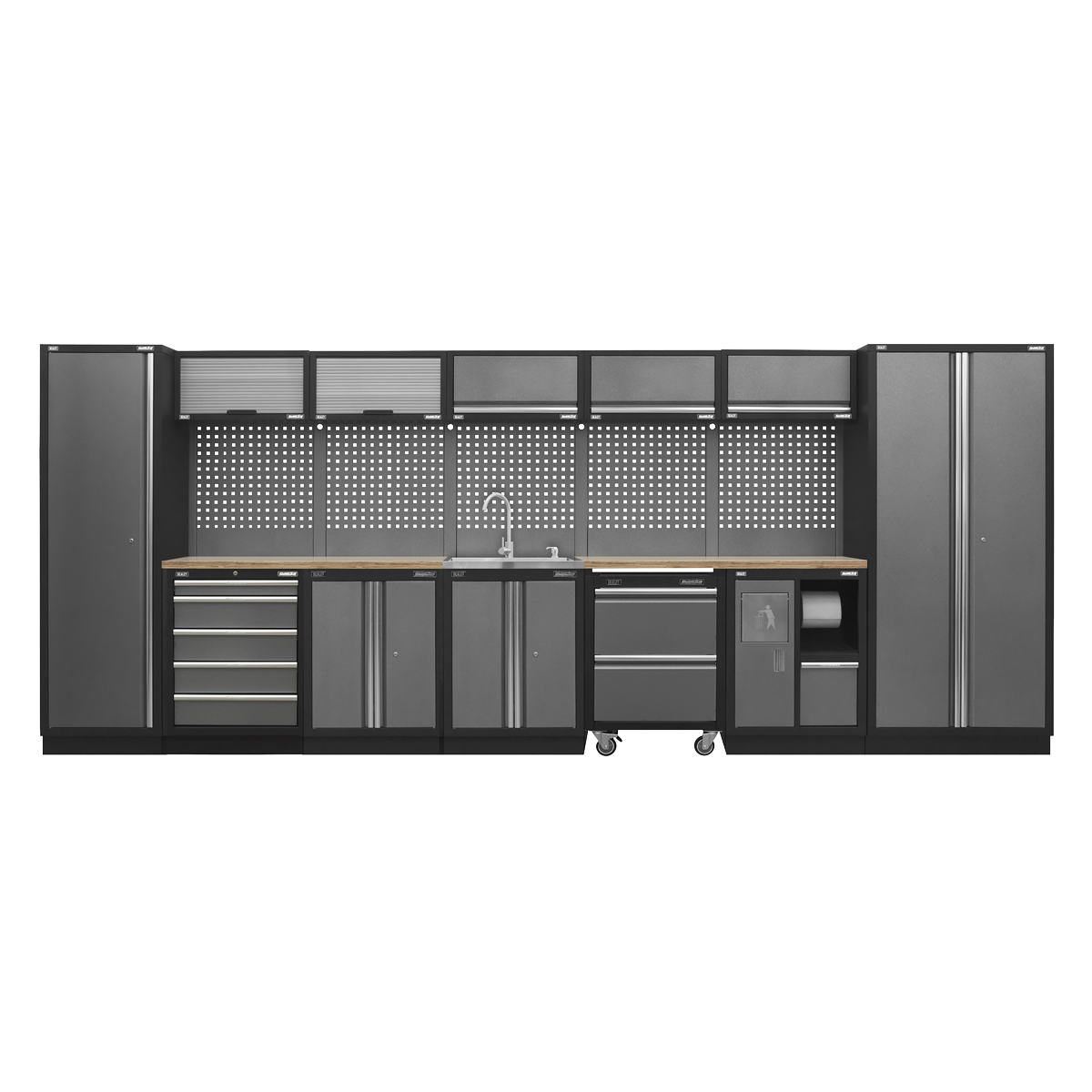 Sealey APMSSTACK17W Superline Pro 4.9m Storage System - Wood Worktop