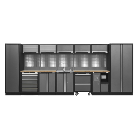 Sealey APMSSTACK17W Superline Pro 4.9m Storage System - Wood Worktop