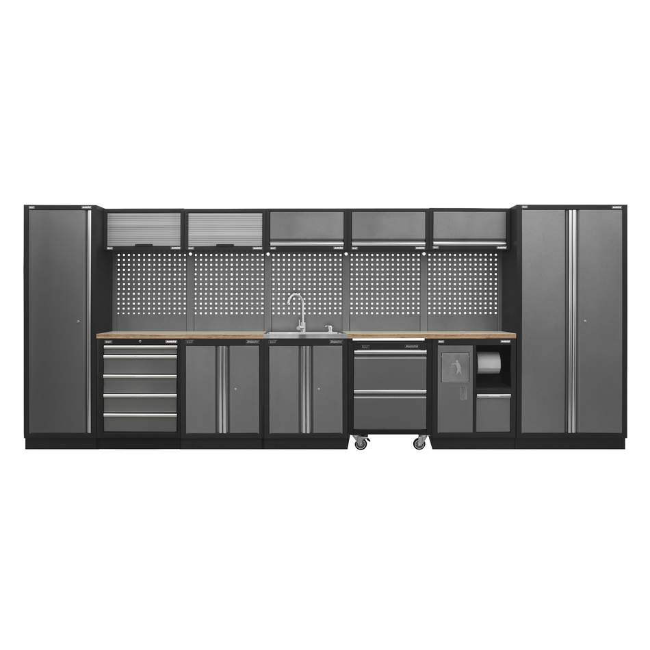 Sealey APMSSTACK17W Superline Pro 4.9m Storage System - Wood Worktop