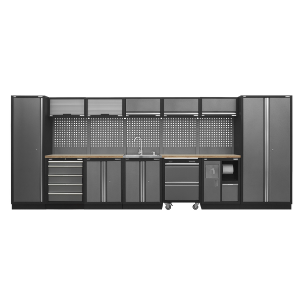 Sealey APMSSTACK17W Superline Pro 4.9m Storage System - Wood Worktop