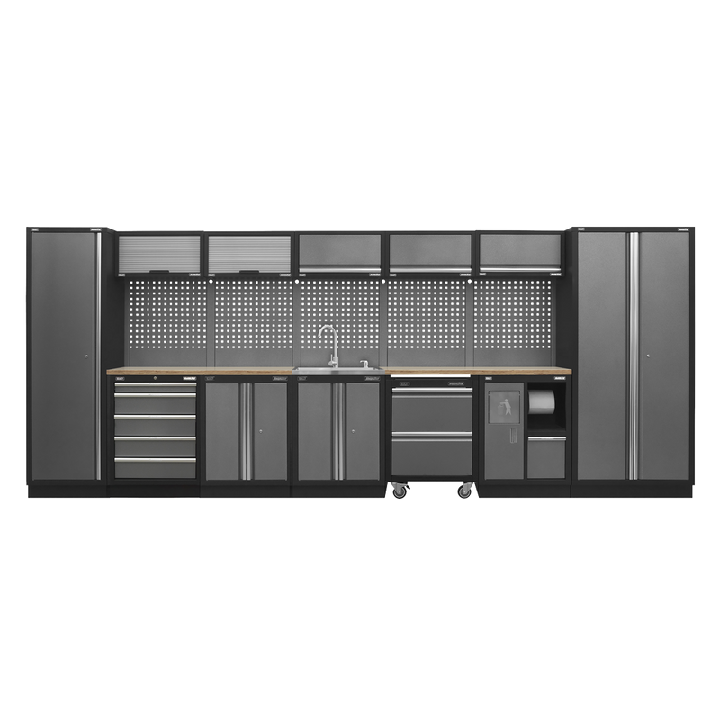 Sealey APMSSTACK17W Superline Pro 4.9m Storage System - Wood Worktop