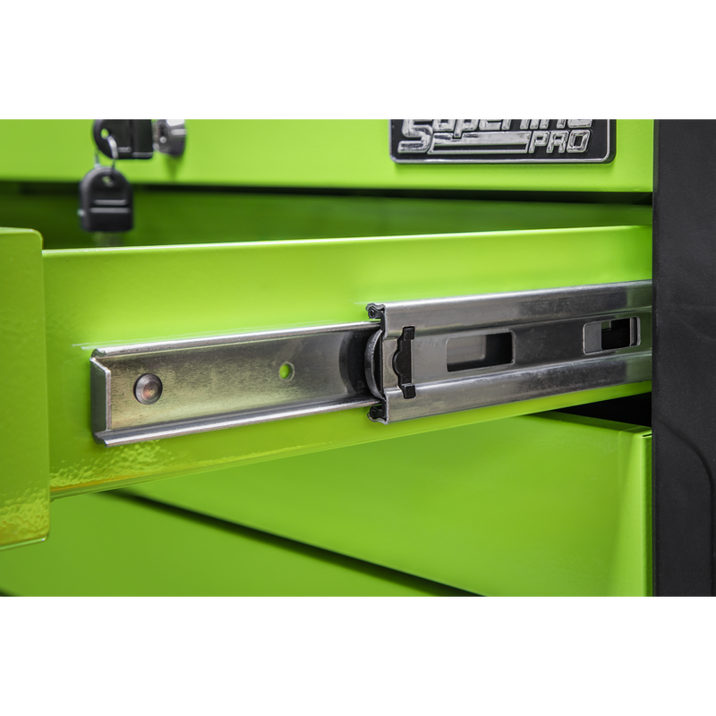 Sealey APPD4G 4 Drawer Push-to-Open Topchest with Ball-Bearing Slides - Hi-Vis Green