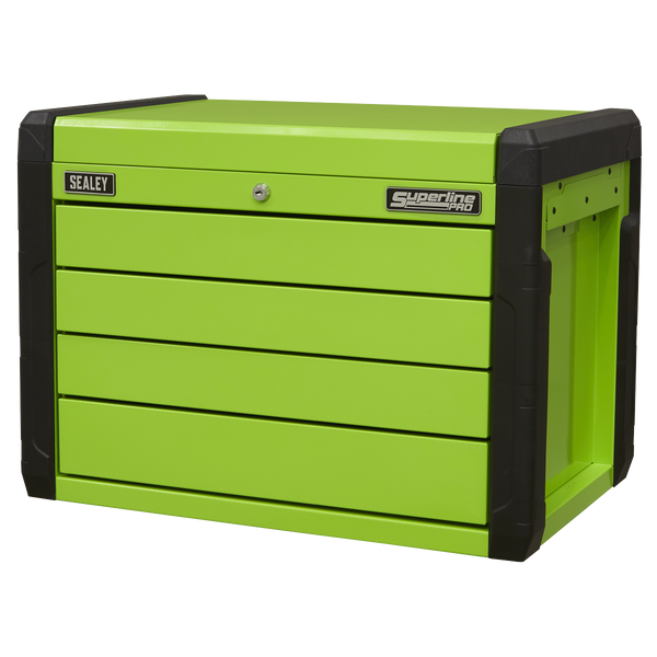 Sealey APPD4G 4 Drawer Push-to-Open Topchest with Ball-Bearing Slides - Hi-Vis Green