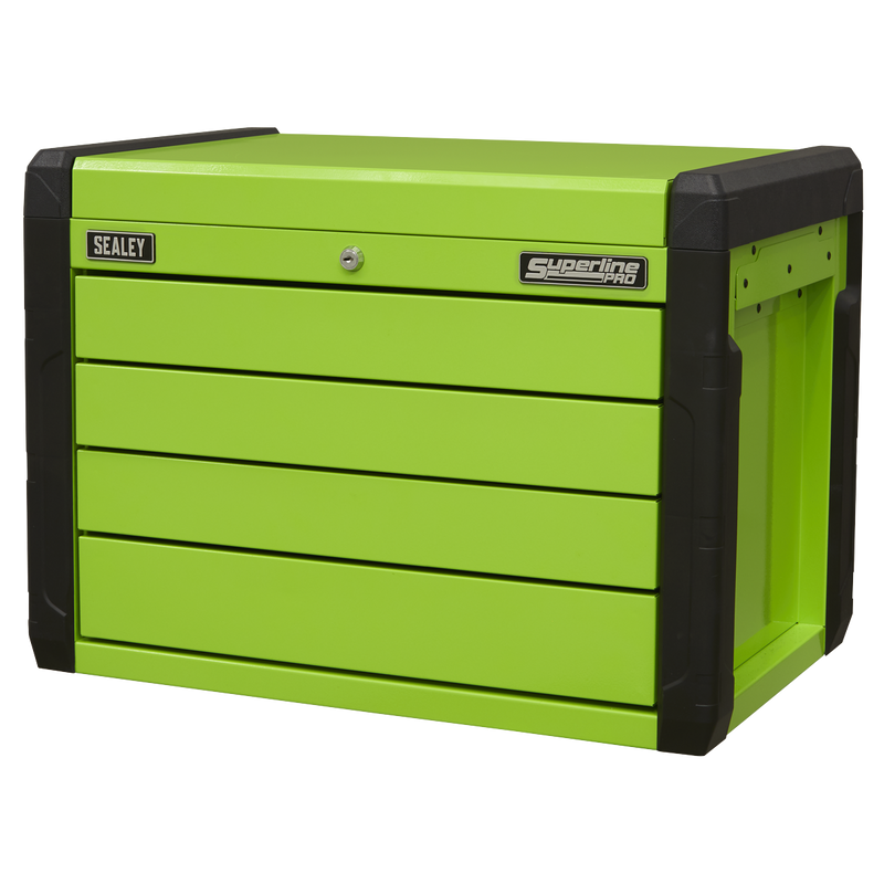 Sealey APPD4G 4 Drawer Push-to-Open Topchest with Ball-Bearing Slides - Hi-Vis Green