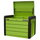Sealey APPD4G 4 Drawer Push-to-Open Topchest with Ball-Bearing Slides - Hi-Vis Green