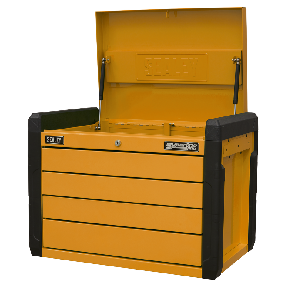 Sealey APPD4O 4-Drawer Push-to-Open Topchest with Ball-Bearing Slides - Orange