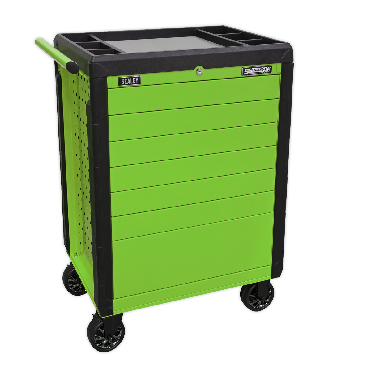 Sealey APPD7G 7 Drawer Push-To-Open Rollcab Hi-Vis Green