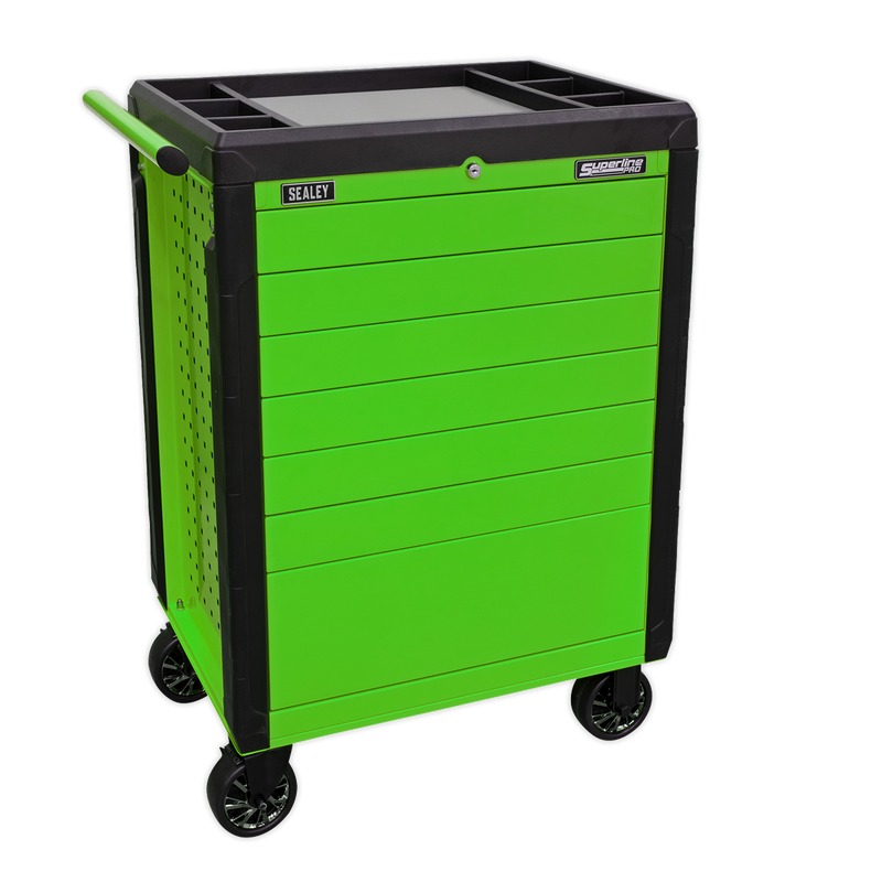 Sealey APPD7G 7 Drawer Push-To-Open Rollcab Hi-Vis Green