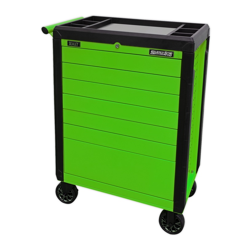Sealey APPD7G 7 Drawer Push-To-Open Rollcab Hi-Vis Green