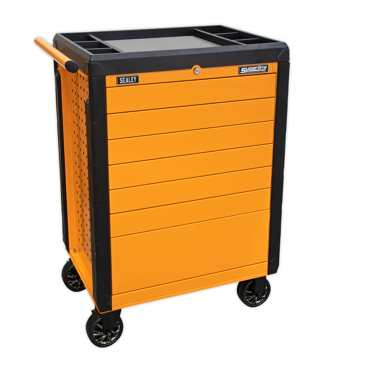 Sealey APPD7O 7 Drawer Push-To-Open Rollcab Hi-Vis Orange