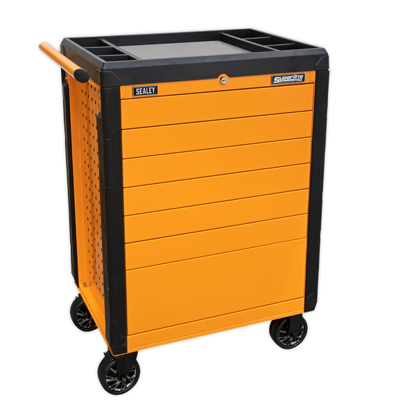 Sealey APPD7O 7 Drawer Push-To-Open Rollcab Hi-Vis Orange