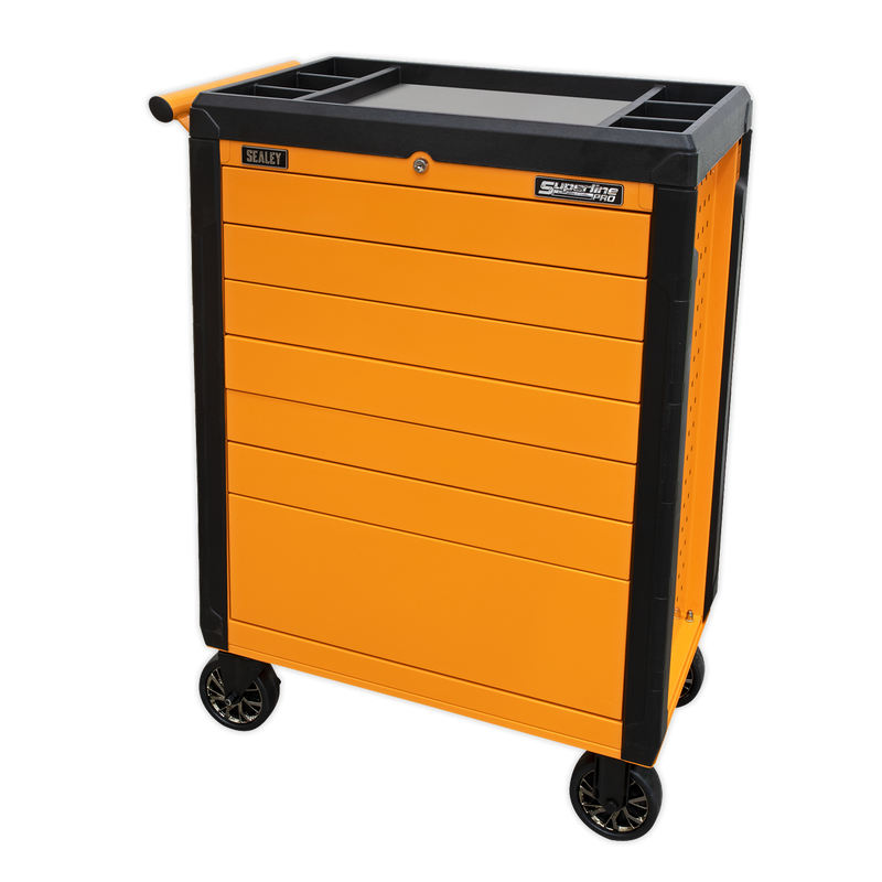 Sealey APPD7O 7 Drawer Push-To-Open Rollcab Hi-Vis Orange