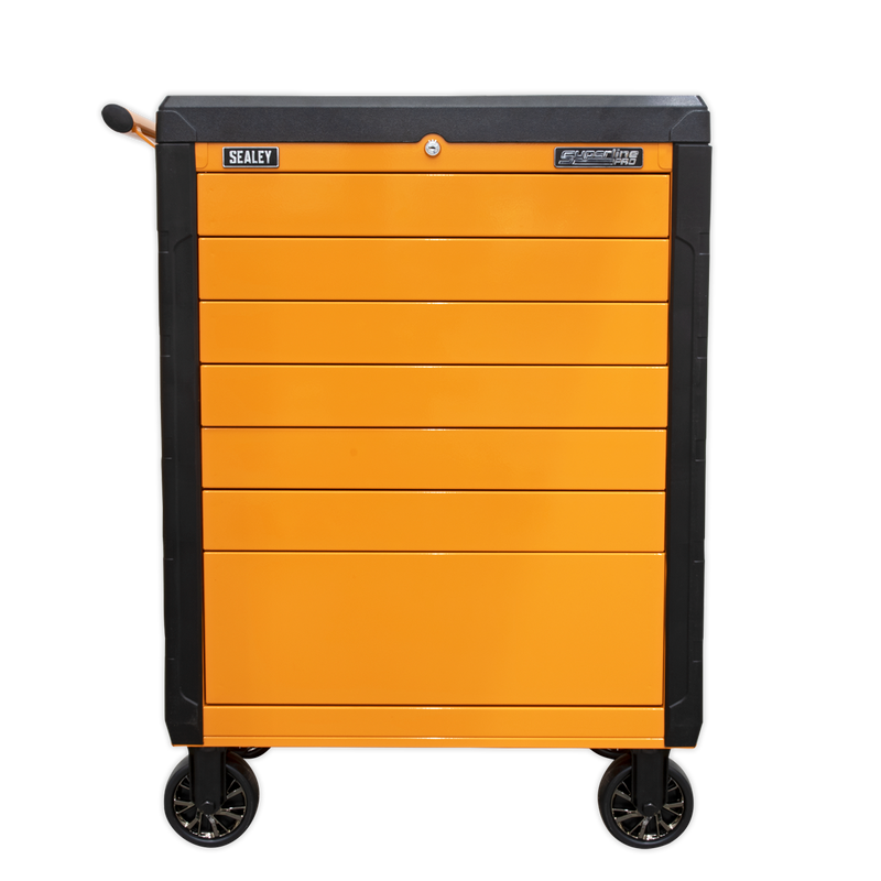 Sealey APPD7O 7 Drawer Push-To-Open Rollcab Hi-Vis Orange