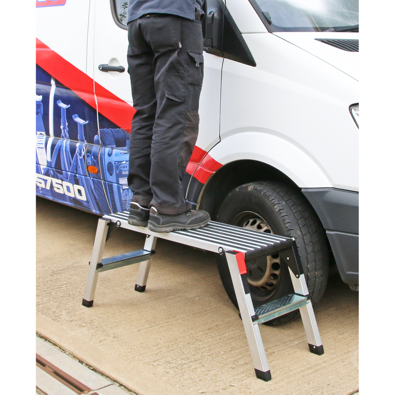 Sealey APS2 2-Tread Trade Aluminium Folding Platform EN 14183