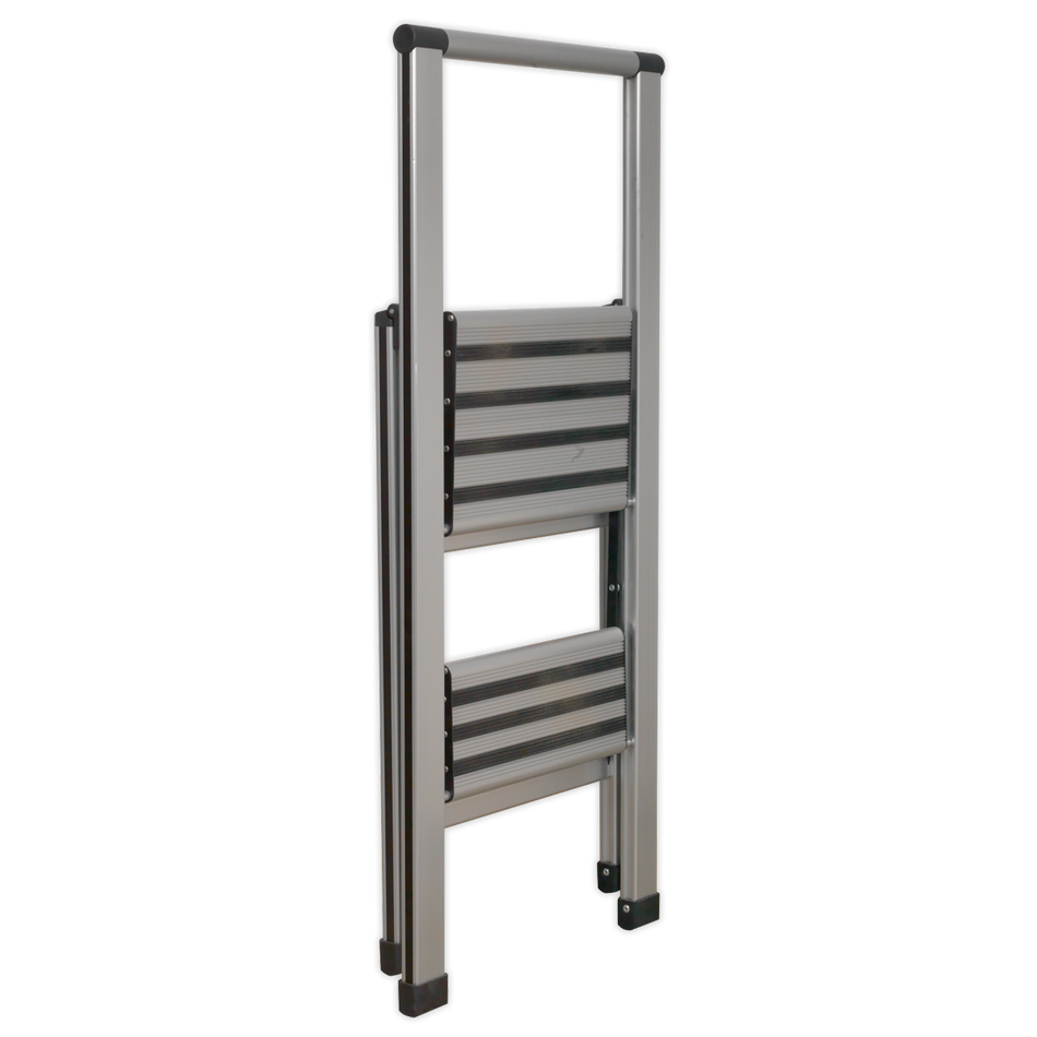 Sealey APSL2 2-Step Trade Aluminium Professional Folding Step Ladder 150kg Capacity
