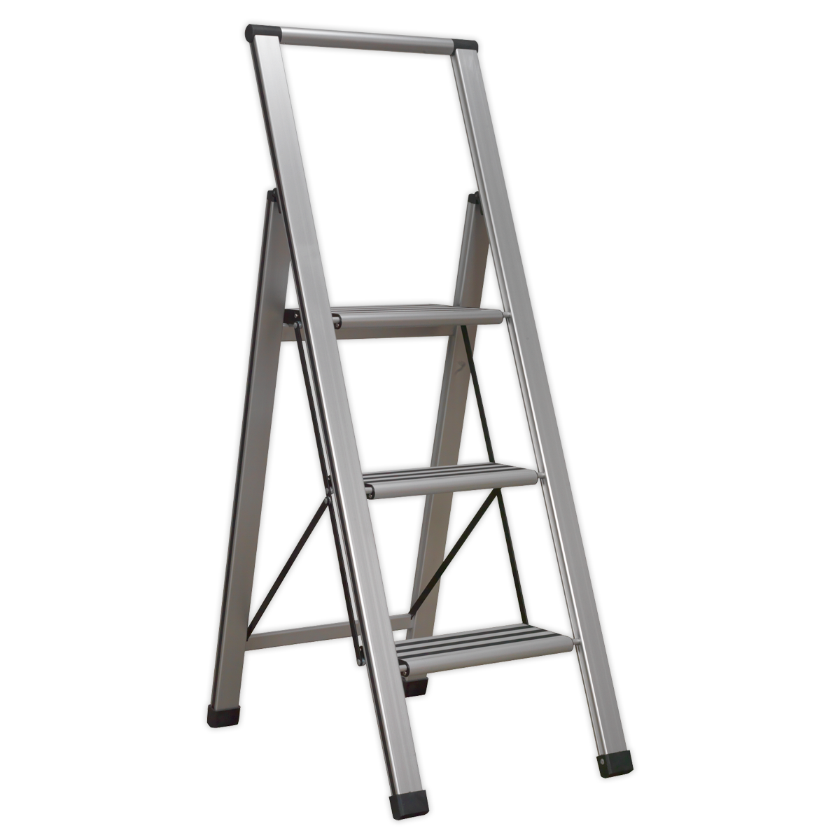 Sealey APSL3 3-Step Trade Aluminium Professional Folding Step Ladder 150kg Capacity
