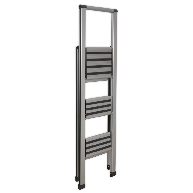 Sealey APSL3 3-Step Trade Aluminium Professional Folding Step Ladder 150kg Capacity