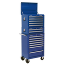 Sealey APSTACKTC Topchest, Mid-Box & Rollcab Combination 14 Drawer with Ball-Bearing Slides - Blue