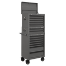 Sealey APSTACKTGR Topchest, Mid-Box & Rollcab Combination 14 Drawer with Ball-Bearing Slides - Grey