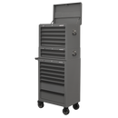 Sealey APSTACKTGR Topchest, Mid-Box & Rollcab Combination 14 Drawer with Ball-Bearing Slides - Grey