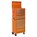 Sealey APSTACKTO 14 Drawer Topchest, Mid-Box & Rollcab Combination with Ball-Bearing Slides - Orange