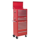 Sealey APSTACKTR 14 Drawer Topchest, Mid-Box & Rollcab Combination with Ball-Bearing Slides - Red