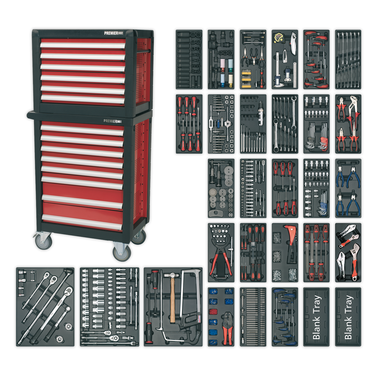 Sealey APTTC02 14 Drawer Tool Chest Combination with 1233pc Tool Kit