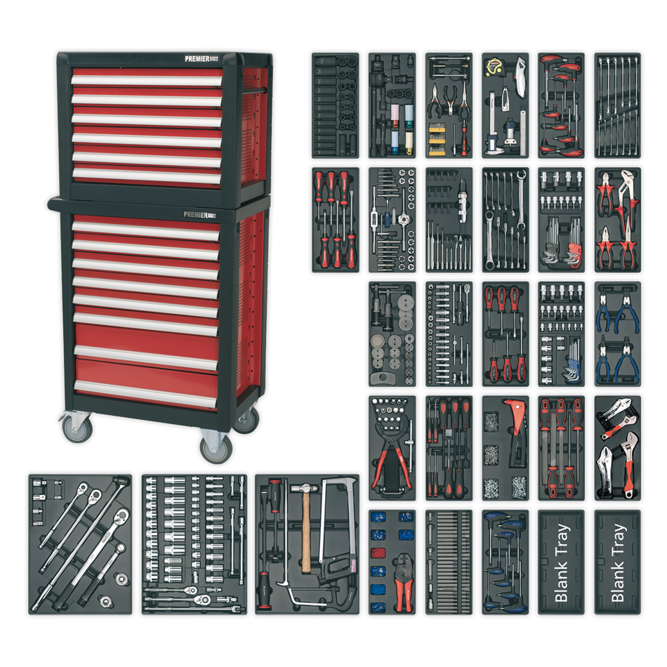Sealey APTTC02 14 Drawer Tool Chest Combination with 1233pc Tool Kit
