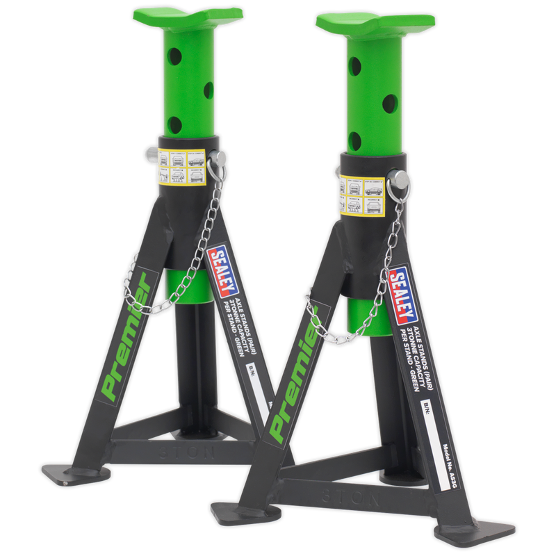 Sealey AS3G Axle Stands (Pair) 3tonne Capacity per Stand - Green