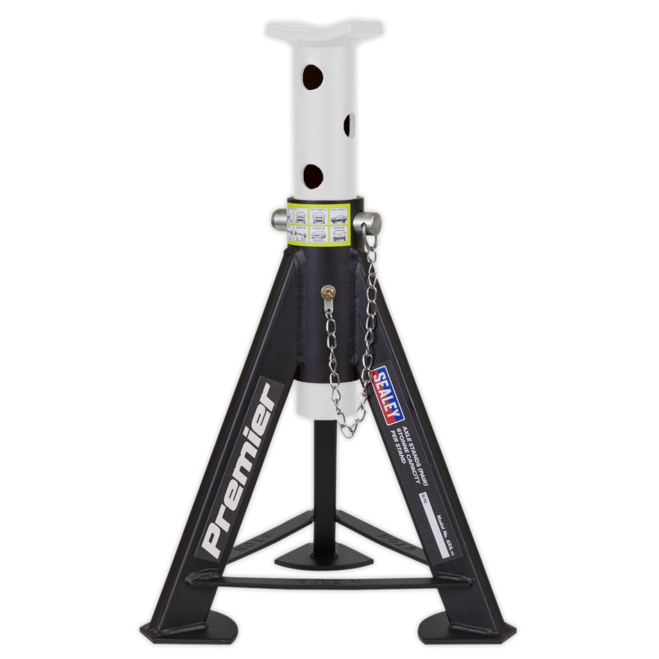 Sealey AS6 Axle Stands (Pair) 6tonne Capacity per Stand - White
