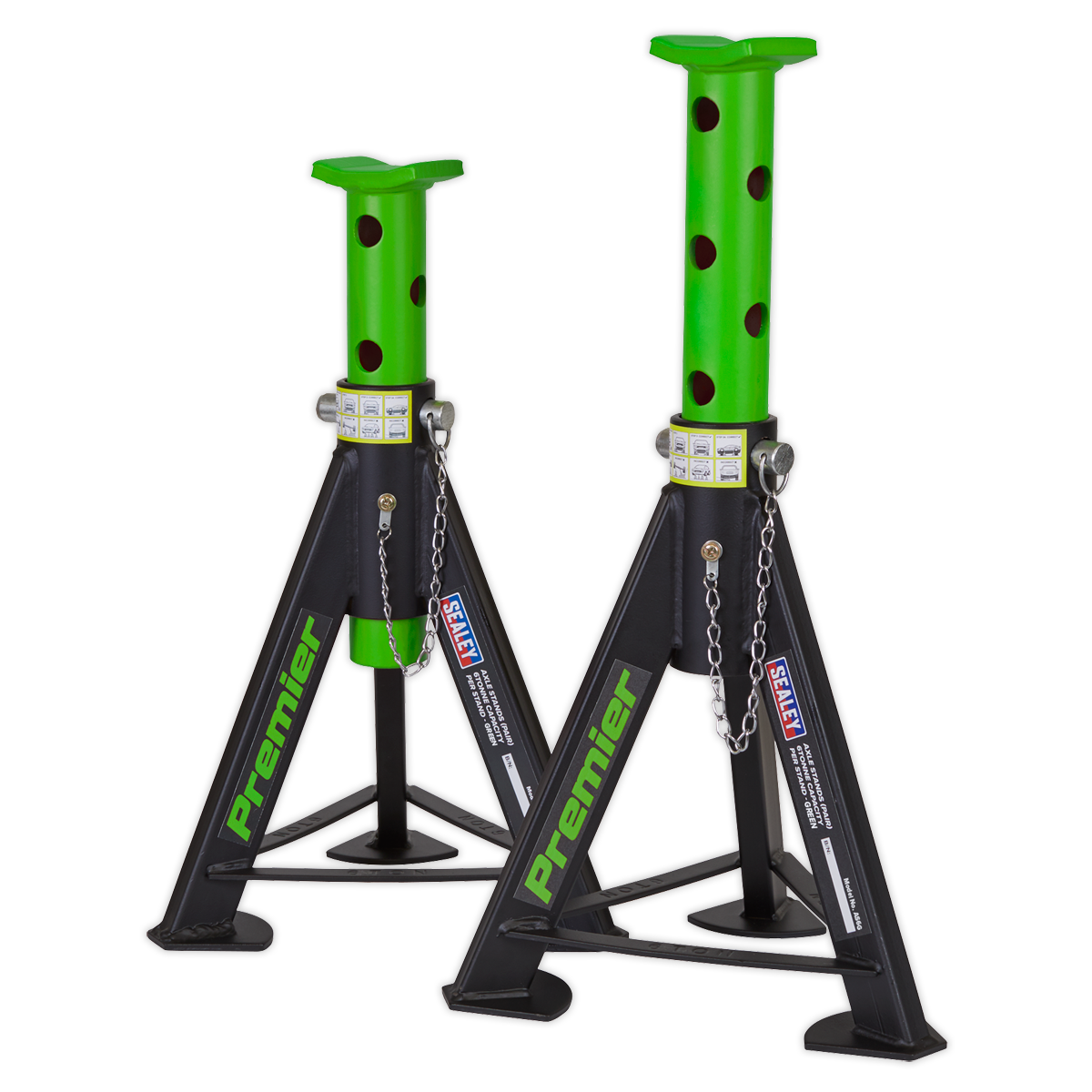 Sealey AS6G Axle Stands (Pair) 6tonne Capacity per Stand - Green