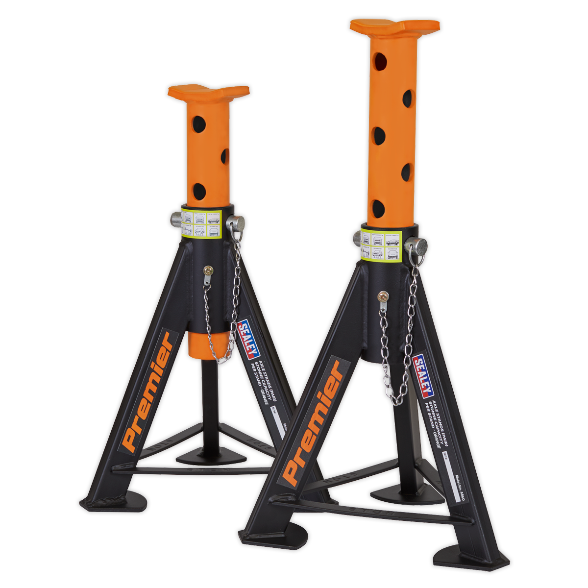 Sealey AS6O Axle Stands (Pair) 6tonne Capacity per Stand - Orange