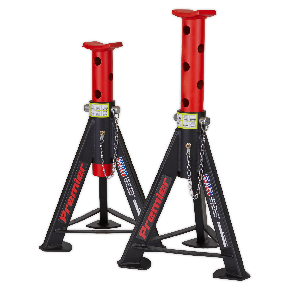 Sealey AS6R Axle Stands (Pair) 6tonne Capacity per Stand - Red