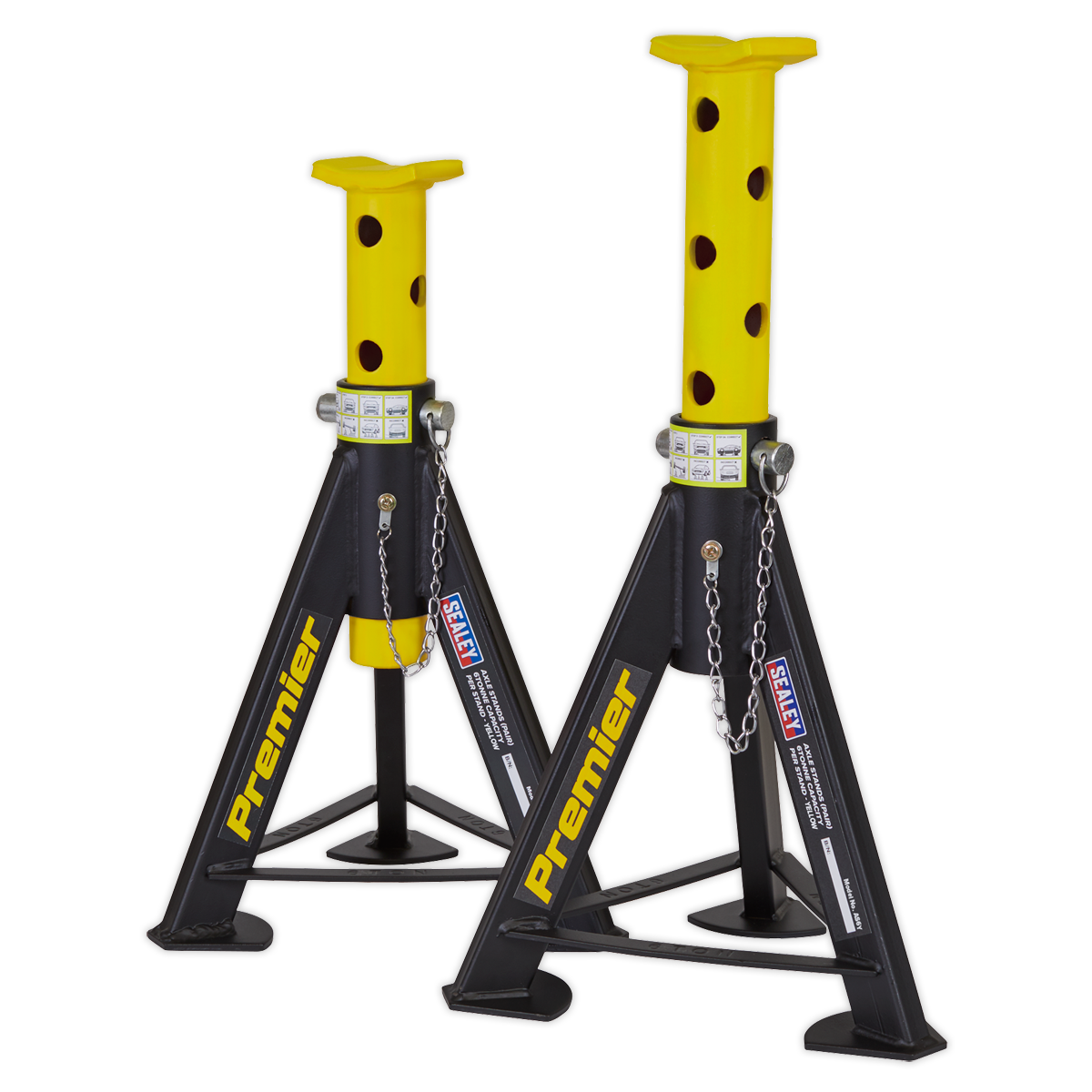 Sealey AS6Y Axle Stands (Pair) 6tonne Capacity per Stand - Yellow