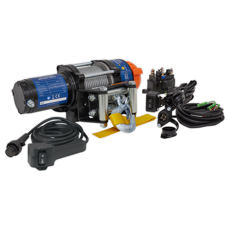 Sealey ATV1135 12V ATV/Quad Recovery Winch 1135kg (2500lb) Line Pull